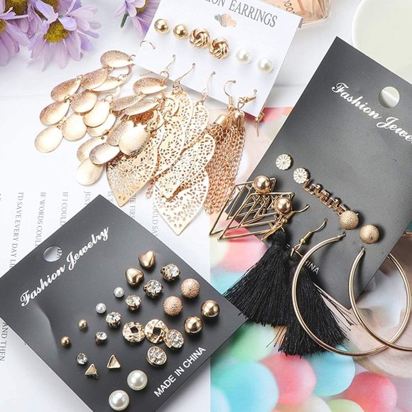 ❤️❤️ NEW 63 Pairs Assorted Multiple Stud Earrings for Women Simple Cute Flow❤️❤️ main image 4